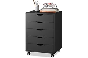 DEVAISE Archivador de 5 Cajones, Mueble Bajo Escritorio Sólido para Documentos A4/Legal/Carta,Negro