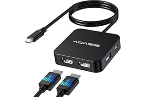 ACASIS USB C Hub Dual HDMI 4K 60HZ, USB C à Double Adaptateur HDMI avec 100W PD, Transfert de données 5Gbps, USB C Station d'accueil Adaptateur Double Moniteur pour Dell XPS/MacBook/Surface/Lenovo