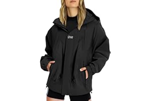 MJGkhiy Giacca Impermeabile Donna Antivento Leggera Giacca a Vento Pioggia Sportivo con Cappuccio Ragazza Giacche Antipioggia Trench Impermeabili Corsa Viaggio Outdoor Trekking Giubbotto
