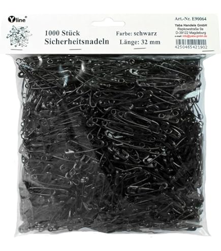 1000 Spille Di Sicurezza Nere - Aghi Da Balia 32mm Per Cucito E Sartoria - Foto 2