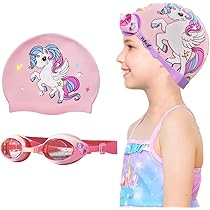 Cuffie Da Nuoto Bambina Halinuia - 2 Pezzi In Silicone - Motivi Unicorno E Sirene - Impermeabili 3-9 Anni - Foto 10