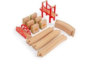 Bigjigs Rail Bridge Expansion Set - 25 Piece Wooden Train Track Expansion Pack for Train Sets, Quality Bigjigs Train Accessories, Compatible with most major Wooden Railway Brands
