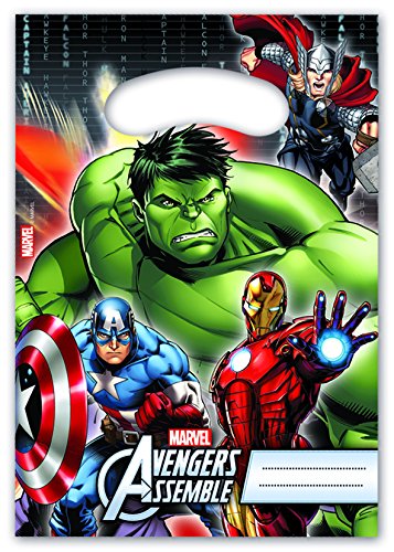 101-teiliges * AVENGERS ASSEMBLE * PARTY SET für Kindergeburtstag oder Motto-Party für bis zu 8 Kinder: Teller, Becher, Servietten, Einladungen, Tischdecke, Partytüten, Luftschlangen, Luftballons, u.v.m. // Mottoparty Thor Iron Man Hulk Captain America Hawkeye Black Widow - 6