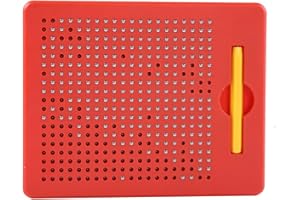 GAROSA Tavolo da Disegno per Tablet Bambini con Sfere magnetiche Gioco da Tavolo con Giochi educativi in ​​ABS Tavolo da Gioco con Stencil per Penna Acciaio Creativo con Penne Doodle Pad per Bambini (Rosso)