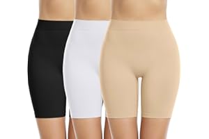 Memoryee 3 Pezzi Pantaloncini Sottogonna Donna Anti Sfregamento Elastiche Vita Alta Senza Boxer Shorts Leggings per Yoga e Ciclista