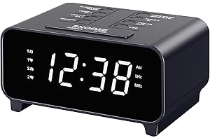 iTOMA Clock Radio with AM/FM Radio, Dual Alarms, Snooze, Memory Presets, Dimmer, Sleep Timer, Volume Control, Night Light,Alarm Clock for Bedroom