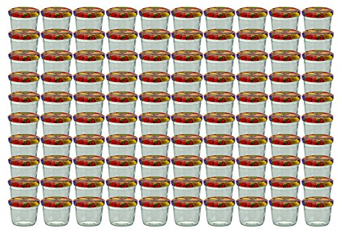 100er Set Sturzglas 230 ml Marmeladenglas Einmachglas Einweckglas To 82 Obst Dekor Deckel