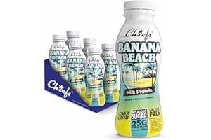Chiefs® Milk Protein Drink con 25g di proteine e BCAA • Shake ad alto contenuto proteico a basso contenuto di carboidrati • Senza lattosio e senza zuccheri aggiunti • 6 x 330ml (Banana Beach)