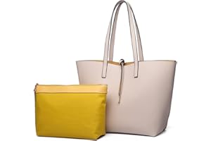 Miss Lulu Tote Bags for women Handbags Set Shoulder Bags Synthetic Leather Large Capacity Ladies Bag for Work School Travel Beige