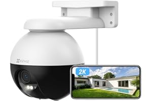 EZVIZ C8W Pro 2K Camera Surveillance WiFi Extérieure à 360° avec Suivi Auto, Détection de Forme Humaine/Véhicule, Vision Nocturne en Couleur, Audio Bidirectionnel, IP65 Etanche, Défense Active, H.265