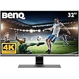 BenQ EW3270U 32 Inch 4K HDR Video Enjoyment Monitor, Eye-Care, UHD, VA, 95 Percent DCI-P3, B.I. Plus Sensor - Metallic Grey
