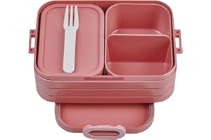 Mepal - Fiambrera Bento Take A Break midi - Lonchera Con Bento Box - Lunch Box para Sándwiches, Pequeños Tentempiés y Sobras - Merienda & Almuerzo - Con Compartimentos - 900 ml - Vivid Mauve