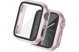 Tuocal 2 Stück Hard Hülle Kompatibel mit Apple Watch Series 9 Series 8 Series 7 41mm HD PC Vollständige Abdeckung Schutz mit Schutzfolie Cover Case Glas Schutzhülle für iWatch 41mm, Rosa