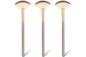 Amaxiu 3 Pièces Pinceaux Éventail Maquillage Pour Soins Du Visage, Manche En Bois Masque Brosse Facial Éventail Applicateur Brosse Pinceau Eventail Soin Visage Maquillage Pinceau Masque Crème