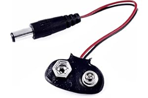 CABLEPELADO Adapterkabel für Arduino-Akku, DC 9 V, 9-V-Batterie-Druckkabel, T-Stecker, DC 5,5 x 2,1 mm, geeignet für Arduino Uno R3, 15 cm