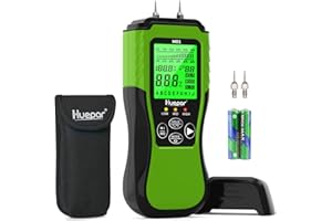 Misuratore di Umidità Digitale,Huepar igrometro umidità casa con Pin Sostituibile Misurazione della Temperatura,LCD Retroilluminato misuratore umidità legno,umidità di risalita,misuratore umidità muri