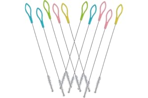 JRSHIRLEYLTD Cepillos de paja, 10 cepillos de limpieza, cepillos de paja de acero inoxidable, pajita, cepillos para tubos de ensayo, limpiador de tubos de paja