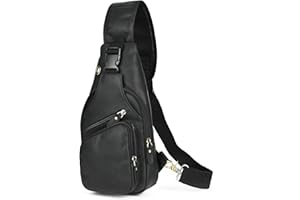 Le'aokuu Hombres Cuero Genuino vendimia Bolsos cruzados bolsa de tableta/paraguas/té bolsa mochila correa para el hombro cruz cuerpo y bolsa de mensajero y bolsa de pecho