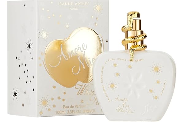 JEANNE ARTHES - Eau de Parfum Femme Amore Mio White Pearl - Oriental - Rose et Vanille - Fabriqué en France à Grasse - Cadeau Femme - Flacon Vaporisateur 100 ml