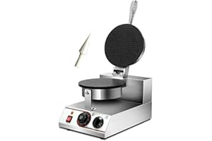 YUEWO Electric Ice Cream Cone Waffle Maker Machine Egg Roll Bowl Machine Waffle Cone Maker Stainless Steel Body Nonstick Surface for Commercial Home Use 1200W 220V