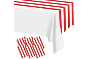 PIXHOTUL 6 Stück Rot Und Weiß Gestreifte Tischläufer, 35 X 275 cm, Kunststoff, Einweg, Klassisch, Gestreift, Tischdekoration Für Geburtstagsfeiern, Hochzeiten, Zirkus, Feiern