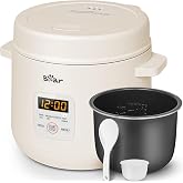 Bear Rice Cooker &ndash; 2 Cups for 1-2 People Electric Rice Cooker, 3 Programs (White Rice, Brown Rice, Porridge), Keep Warm Funct