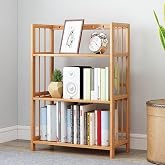 Valkyrie 3 Katlı Bambu Kitaplık 60x23x72 cm Doğal Ahşap G&ouml;r&uuml;n&uuml;ml&uuml; &Ccedil;ok Ama&ccedil;lı Dekoratif Raf