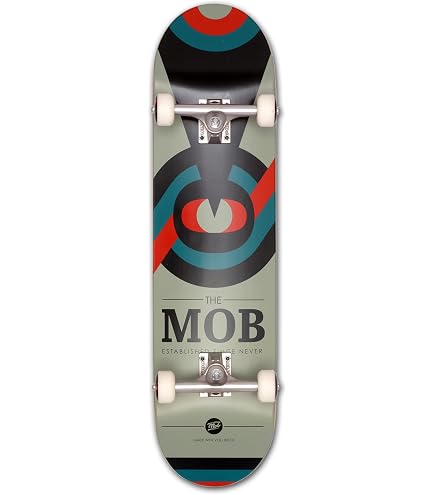 Skateboard MOB Brains 8.0 – Complet 31,875×8″, 7 Couches D’érable, Roues 52mm 100A, Design Orange Abstrait