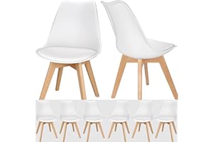 FRUOGO Set di 8 sedie da sala da pranzo con gambe in legno massello in faggio, design scandinavo, con comodo cuscino per sala da pranzo, cucina, soggiorno, camera da letto