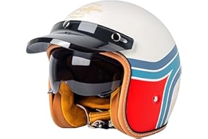 AEZXSHOP Casque Moto Vintage Casques Jet avec Visière Casques Bols Casque Mobylette avec Lunettes Homologué Dot/ECE Rétro Demi Casque Moto Vélo Scooter Chopper pour Adultes Homme Et Femme