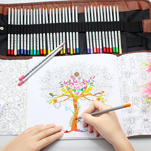 NIUTOP 48 Farbstifte Buntstifte Kunstbedarf Marco Raffine Set mit Leinwand Roll-up Bleistift Tasche für zum Malen, Ausmalen, Skizzieren oder Colorieren - 7