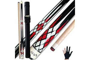 TaiBA 2-Piece Pool Stick With 1x1 Case,13mm Tip, 58", Hardwood Canadian Maple Professional Billiard Pool Cue Stick 19-20 Oz (Selectable)-Blue, Black, Red, Gray, Green, Brown