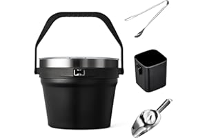 ‎AUTSEL Autsel 7L Eiswürfelbehälter mit Deckel, Doppelwandiger Isolierter Eisbehälter, Edelstahl Eiskübel mit Löffel und Zange, für Eiswürfel Ideal zum Kühlen von Bier Champagner Wein und Obst