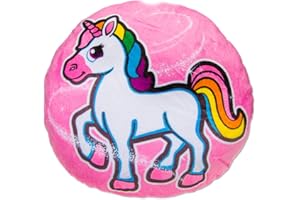 ‎TE-TREND TE-Trend Magic Unicorn Rainbow Unicorn Motif Plush Cushion Decorative Cushion Cuddly Cushion Children Girls Round 34 cm Multicoloured Pink Horse