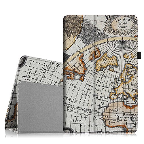 Fintie Dragon Touch X10 Folio Hülle Case - Slim Fit Folio Premium Kunstleder Schutzhülle Tasche Etui Smart Cover mit Standfunktion Stylus Loop für Dragon Touch X10 10.6 Zoll 8 Kern Android Tablet PC, Landkarte Design