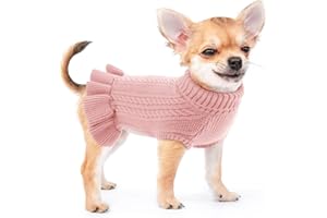 ALAGIRLS Suéter de invierno de forro polar con cuello alto para perro, ropa grande para perrito, ropa de punto Pitbull para niñas y niños, ropa rosa para mascotas, vestido de Navidad y San Valentín, rosa,