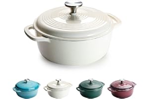 KARADROVA Cast Iron Dutch Oven, 22cm 3L 4.3kg - Round, Heavy-duty Cast Iron Casserole Dish With Lid, Non-Stick Enameled Dutch Oven for All Cooktops (White)