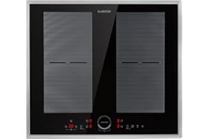 Klarstein Kochfeld, Glaskeramik, 4 Platten, Einbaukochfeld mit Touch-Display, Digitalanzeige und Timer-Funktion, Schnelles Aufheizen, 7000 Watt