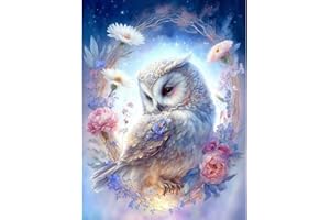 Mupmod Owls Diamond Painting Kits for Adults, DIY 5D Flowers Diamond Art Kits for Beginner, Round Full Drill Diamond Art Paintings with Diamonds Gem Art for Home Wall Decor 12x16in