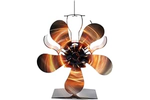 GOMETY Ventilador de estufa sin electricidad, ventilador de chimenea con 5 hojas, silencioso, ventilador de chimenea, ventilador de extracción de madera, funcionamiento silencioso para chimenea/estufa