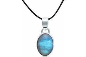 mantraroma Collana con ciondolo in argento 925 SAMA ovale con pietra preziosa