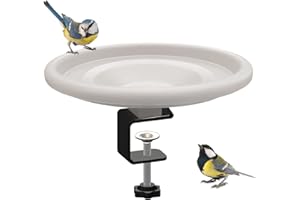 ONESHLEE Bebedero Pajaros Exterior Jardin, Bebedero Pajaros Silvestres De Metal, Comedero Pajaros Silvestres De Plastico, con Soporte De Pie, para Exterior Jardin Balcon Arbol Gorriones Pequeños (Blanco)