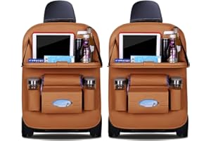 Ergocar Organizer na tylne siedzenie samochodu, luksusowa, skóra PU, ze składanym uchwytem na tablet, organizer do przechowywania samochodu, wielofunkcyjny ochraniacz na tylne siedzenie na długą