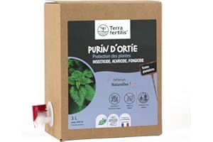 Purin d’orties BIO - TERRA FERTILIS - Liquide et concentrée à diluer 100% naturel - Made in France - Biostimulant écologique pour le traitement des légumes, fleurs et fruitiers - 3 L