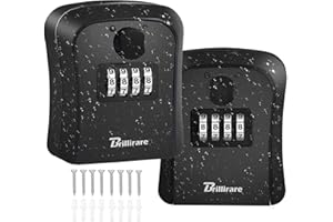 BRILLIRARE 2 Pack Key Lock Box, Waterproof 4 Digits Combination Lockbox Wall Mount, Resettable Key Hider, Upgraded Large Capacity Password Box for House Keys, Car Keys, ID Cards with Mounting Kit-Black