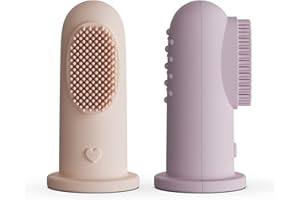Moonkie Baby Toothbrush Finger Toothbrush Oral Cleaner Kit for 3 Months +, 2 Pcs (Blush/Pale Mauve)