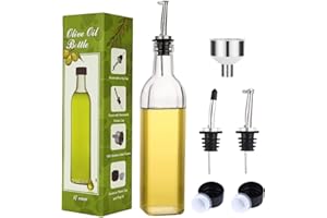 AOZITA 17oz Glass Olive Oil Dispenser Bottle - 500ml Oil & Vinegar Cruet with Pourers and Funnel - Olive Oil Carafe Decanter for Kitchen, Clear
