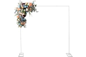 AOOUNGM Arche de mariage - 2,4 x 2,4 m - Décoration d'arche de mariage - Cadre en métal pour arche de mariage - Arche de jardin pour fête, arche de mariage (blanc)