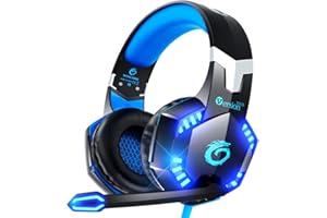 VersionTECH. G2000 Gaming-Headset für PS5 PS4 Xbox One Controller, Bass Surround Noise Cancelling Mikrofon, Over-Ear-Kopfhörer mit LED-Leuchten für Mac, Laptop, Xbox, Serie, X, S, Nintendo Switch,