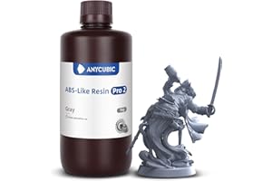 ANYCUBIC ABS-Like Résine Pro 2, Résine pour Imprimante 3D à Haute Résistance et Ténacité, Haute Précision, Résine Durcissant aux UV 405 nm pour Imprimantes 3D MSLA/LCD/DLP, Gris 1000g